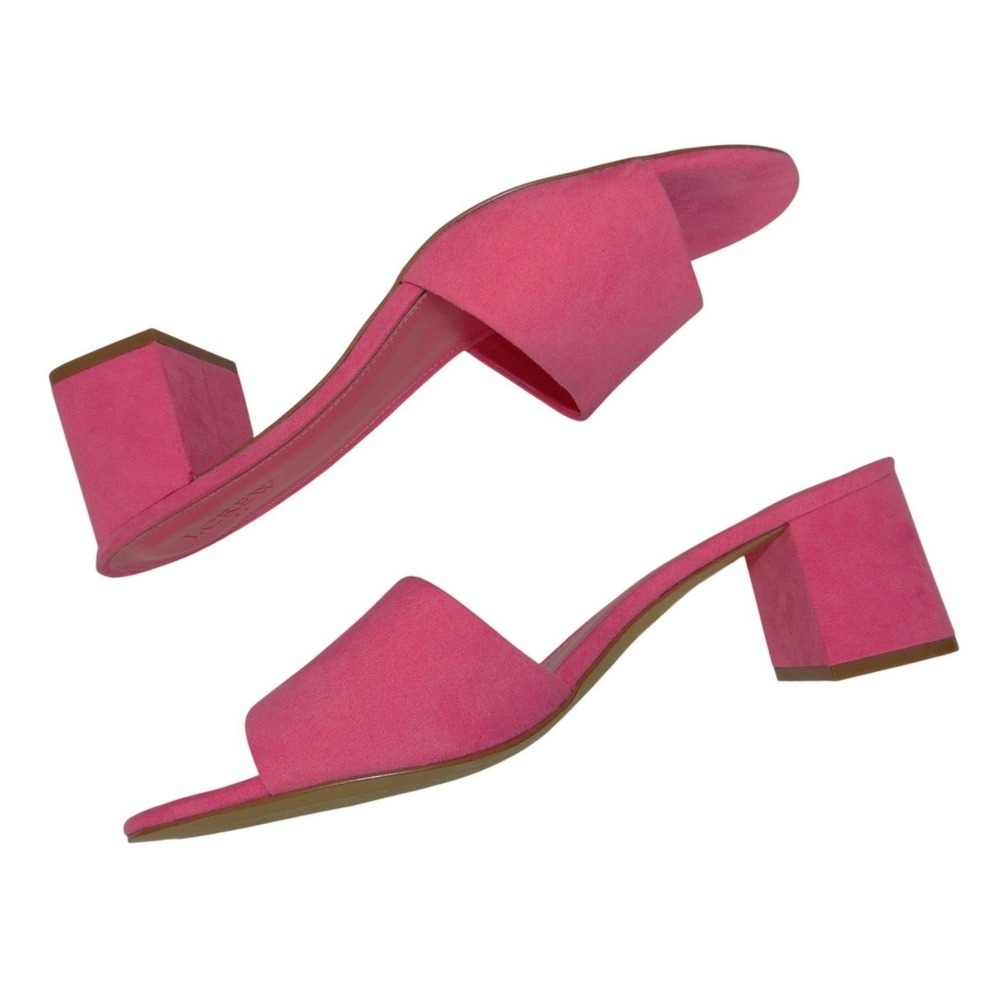 J.Crew Pink Block Heel Slide Sandals BN858 Womens 11 Open Toe Mules